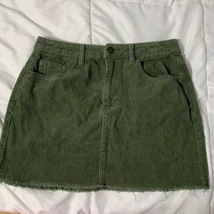 Green mini skirt